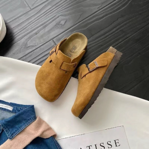 Unisex Suede Slip Clogs with Adjustable Buckle